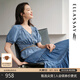 ELLASSAY歌力思夏季新款造型抽褶V領(lǐng)牛仔襯衫女EWW342N03200 深牛仔藍(lán) S