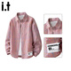 :CHOCOOLATEit泡泡紗格子長(cháng)袖襯衫男秋季新款透氣潮牌休閑外套上衣 粉色 XL