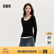 森馬毛衣女拼色假兩件毛衫修身春秋圓領(lǐng)套頭衫顯瘦109524107002