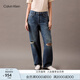 Calvin KleinJeans25春夏女士美式復(fù)古ck純棉寬松慵懶松弛感破洞牛仔褲47B925G VSI-牛仔淺藍(lán) 27