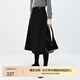迪賽尼斯（DESIGNICE）冬季新款高腰綿羊毛黑色通勤A型長(zhǎng)裙女毛呢半身裙 黑色 S
