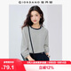 佐丹奴T恤女純棉航海系撞色條紋圓領(lǐng)七分袖上衣女13325213