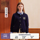 Teenie Weenie小熊女裝針織開(kāi)衫2025春季新款學(xué)院圓領(lǐng)刺繡舒適毛衣空調衫 藏青色 M