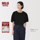 無印良品（MUJI）女式 涼感 短袖罩衫t恤上衣打底衫女款內(nèi)搭25年夏季女裝 涼感物語 黑色 L (165/88A)