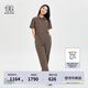 KOLON SPORT/可隆連體褲闊腿 女子戶外防潑水休閑露營運動拉鏈褲子 LKOP4MT576-BR 棕色 S 160/84A