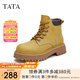 他她（TATA）英倫大黃靴女靴復(fù)古工裝馬丁靴加絨短靴新款CDP02DD4 黃棕（6孔） 37