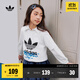 adidas男女大童純棉運動(dòng)上衣圓領(lǐng)短袖T恤兒童夏季阿迪達斯三葉草   白色/鳥(niǎo)羽藍   152