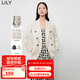 LILY秋新款女裝時(shí)尚寬松雙排扣長(zhǎng)袖休閑西裝外套職業(yè)裝西服女 703米色 L