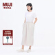 無(wú)印良品（MUJI） IDEE 女式 平紋 抽褶裙 半身裙女裙子 25年夏季 純棉 GA47CC5S 淺灰色 均碼 (165/72A)
