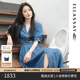 歌力思（ELLASSAY）【博主同款】25春夏新款100%萊賽爾丹寧風復古牛仔襯衫連衣裙女 牛仔藍 M