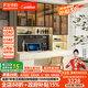 法詩(shī)韻定制全實(shí)木小戶(hù)型帶抽屜電腦桌玻璃書(shū)架橡木一體書(shū)柜兒童學(xué)習書(shū)桌 1.4米長(cháng)*2.2米高（三門(mén)書(shū)桌） ENF母嬰級環(huán)?？咕?8MM加厚橡木