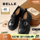 百麗（Belle）張凌赫推薦黑巧樂福鞋女25秋新商場款牛皮厚底jk鞋E1Z1DCM5預售 黑色 37