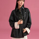 阿迪達斯 （adidas）外套女裝上衣 NEW CN SHIRT JK 休閑新中式提花運動寬松夾克外套 黑色 新中式 2XL