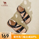 駱駝（CAMEL）魔術(shù)貼休閑涼鞋露趾厚底休閑媽媽鞋羅馬涼鞋 L24M022621黑色 38