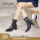 迪芙斯（D:FUSE）新款冬季女靴冬季新款短靴女方頭鱷魚紋粗跟瘦瘦靴女 鱷紋黑色 38