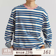 NORYBRAND  復古條紋撞色領(lǐng)口字母刺繡圓領(lǐng)T恤 寬松運動(dòng)長(cháng)袖上衣 白卡藍三色條紋 S