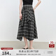 自巧小個(gè)子設(shè)計(jì)感復(fù)古格紋傘裙女2025新款夏季不規(guī)則格子半身裙子 黑白格 S （尺碼：3）