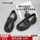 蜘蛛王女鞋2025秋季新款英倫風(fēng)增高小皮鞋學(xué)院風(fēng)女單鞋厚底樂(lè )福鞋 黑色 套腳 38