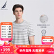 諾帝卡（NAUTICA）【單件直降】男裝夏季全棉雙面布簡(jiǎn)約條紋圓領(lǐng)短袖T恤男TE3222 灰色0GH（232） L