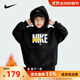 NIKE耐克男童連帽衛衣加絨 2025秋冬新款女童裝大童加厚上衣冬季保暖 正黑色2233【加絨加厚】 【高克重】 150 /M 【建議身高140-152cm】