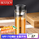 富光拾喜玻璃杯雙層玻璃水杯家用茶杯男女士辦公杯帶過(guò)濾杯子800ml黑色
