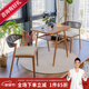 紫葉（ziye）陽臺(tái)休閑桌椅戶外圍爐煮茶幾組合藤椅三件套多功能網(wǎng)紅家用小餐桌 電陶木紋棕軟包80*60