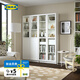 宜家（IKEA）BILLY畢利玻璃門書柜帶門落地收納客廳置物柜儲(chǔ)物柜書架 4門白色/玻璃160x30x202cm