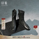 日著（rizhuo）原創(chuàng)設(shè)計(jì)師女鞋秋季新款黑色高級(jí)感小圓頭真牛皮中筒靴 黑色 37