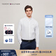 TOMMY HILFIGER【牛津紡】男裝商務(wù)休閑中性簡(jiǎn)約純色修身長(zhǎng)袖襯衫外套 白色YCD M (推薦：130-140斤)