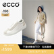 愛步（ECCO）板鞋女 軟底輕盈耐磨百搭牛皮德訓休閑鞋 柔酷零點220253 白色/灰白色22025352292 38