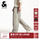 杰克·瓊斯（JACK&JONES）25年男裝秋季小眾刺繡抽繩寬松休閑褲子運動(dòng)褲男直筒衛褲純棉男褲 C02倫敦霧 32 175