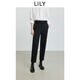 LILY2025冬新款經(jīng)典氣質(zhì)商務(wù)職業(yè)通勤松緊腰加絨黑色九分錐形褲女 510黑 S