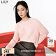 LILY春新款女裝多巴胺穿搭含綿羊毛馬海時(shí)尚針織衫套頭毛衣女 122粉紅 M
