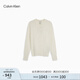 Calvin KleinJeans25早秋新款女士亞麻混紡ck通勤修身圓領(lǐng)針織開衫44C312G YC9-牛乳白 XS
