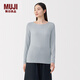 無(wú)印良品（MUJI） 女式 輕薄 圓領(lǐng)長(zhǎng)袖T恤 女士女款 25年秋季女裝打底 FCD37A5A 淺藍(lán)色 M （160/84A）