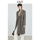 LILY2025冬新款女裝羊毛混紡復古老錢(qián)風(fēng)駁領(lǐng)氣質(zhì)通勤毛呢大衣外套 710咖啡 S