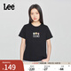 Lee25新品標(biāo)準(zhǔn)版圓領(lǐng)像素花朵印花設(shè)計(jì)女短袖T恤休閑LWT0098674LE 黑色 S