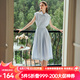 Olrain【時(shí)尚通勤套裝】條紋襯衫+半裙夏季女裝2025新款兩件套衣服 藍(lán)條紋 M