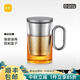 尚明鋁蓋高硼硅玻璃泡茶杯過(guò)濾茶杯茶水分離辦公家用大容量透明茶杯 槍黑色500ML