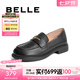 百麗（Belle）簡約上班樂福鞋女通勤平跟百搭單鞋B1983CM4 黑色 37 (235mm)