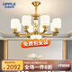 歐普照明（OPPLE） 新中式吊燈客廳燈中國風(fēng)禪意餐廳臥室燈飾全銅玉石廣東中山燈具 8頭/全銅+玉石-全光譜三色