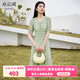 水云間綠色v領(lǐng)碎花連衣裙女2025夏季新款多巴胺度假風(fēng)中長(zhǎng)款雪紡連衣裙 豆沙綠花 L