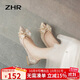ZHR單鞋女優(yōu)雅法式粗跟女鞋水晶婚鞋蝴蝶結尖頭鞋子女 Y726 香檳 40
