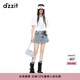DZZIT地素短褲夏季精致鉆飾設計浪漫感牛仔褲女 藍色 M
