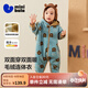 迷你巴拉巴拉嬰兒連體衣棉服外出幼兒衣服保暖雙面絨兩面穿外套2025冬新款 綠咖色調00345 90cm
