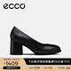 愛步（ECCO）七夕禮物 高跟單鞋女 包頭粗跟鞋一腳蹬單鞋女 雕塑222603 黑色22260301001 37