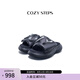 COZY STEPS可至[明星同款]男女款春夏新款舒適厚底拖鞋休閑外穿字母嘭嘭鞋 曜石黑+牙刷繡 冰感萊卡鞋墊 41
