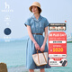 哈吉斯（HAZZYS）女裝 夏季女士【PHIZ系列】連肩收腰牛仔連衣裙女 淺藍色LL L (165/88A 40)