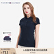TOMMY HILFIGER夏季女裝珠地棉通勤小繡標五?？坌奚盹@瘦翻領(lǐng)短袖T恤POLO衫36661 深藍色403 L (推薦：115-125斤)