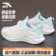 安踏運動(dòng)鞋女鞋2025新款漫步冬季輕質(zhì)皮面加絨棉鞋軟底耐磨跑步鞋子女 新版透網(wǎng)|白綠-1 38.5